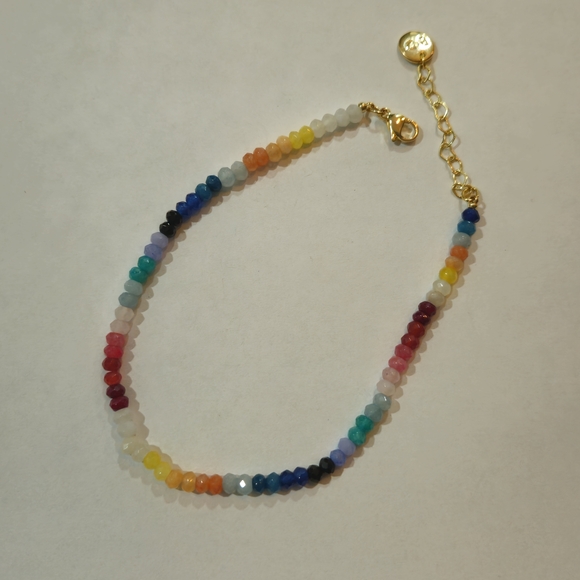 Dziubeka Jewelry - NEW Multicolor Gold Anklet Rainbow Bohemian Preppy Summer Vacation Feminine